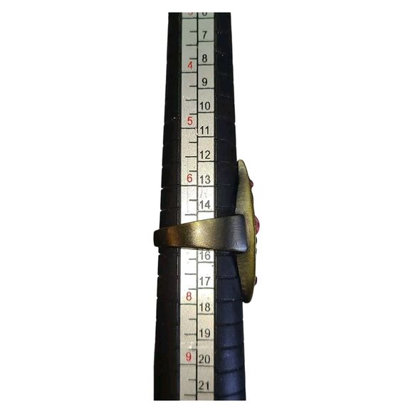 Pink & Purple Rhinestones Bronze Leaf Cut Out Cocktail Ring Size 7 - Picture 6 of 6